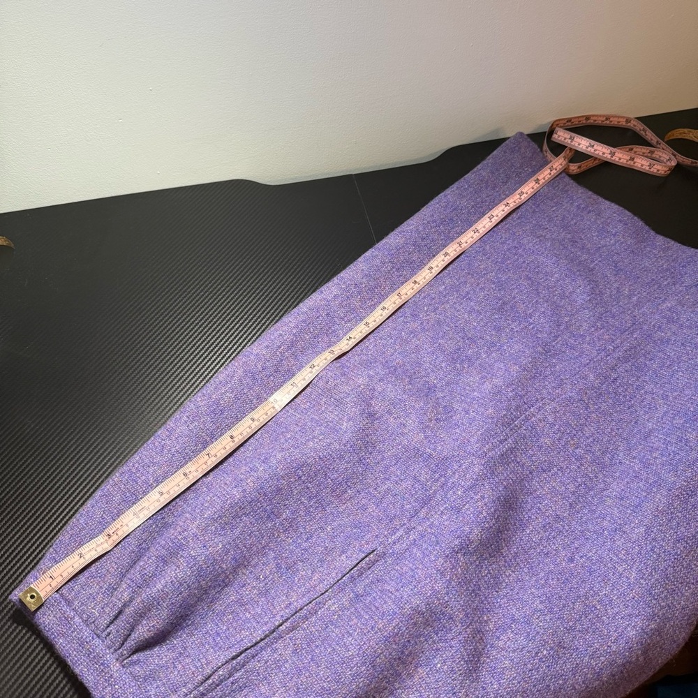 Vintage Avoca Handweavers Ireland Purple Wool  Skirt Pink Satin Lined Sz S - Picture 9 of 11